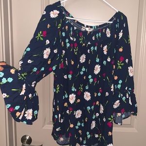 Flowery Long Sleeve Blouse Size 14W